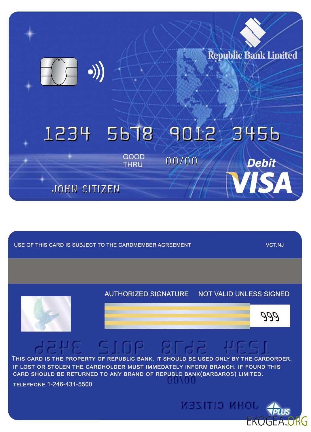 Carte visa de la Barbaros Republic Bank